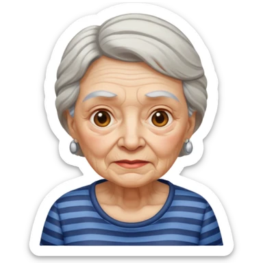 Old lady with striped t shirt sticker