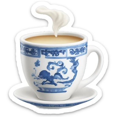 Milky tea in blue and white china  sticker