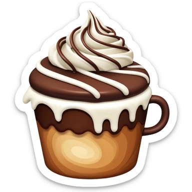 chocolate ganache cake cup with white swirly drizzle  sticker