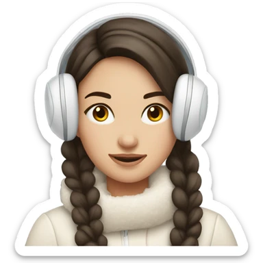 pretty brunette girl wearing cozy winter white earmuffs sticker