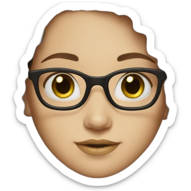 Girl with white skin, green eyes, glasses and wavy dark brown hair.   sticker