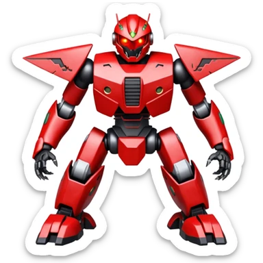 A mega zord tech bot with blood and glowing eyes in the style of your bleeding skull art, full body sticker