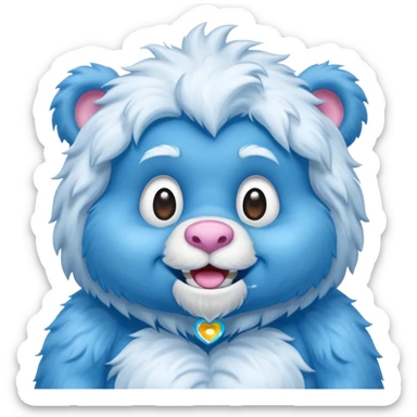 blue care bear yeti sticker