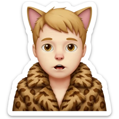 create an emoji of a guy drooling violently with a cat fur coat sticker
