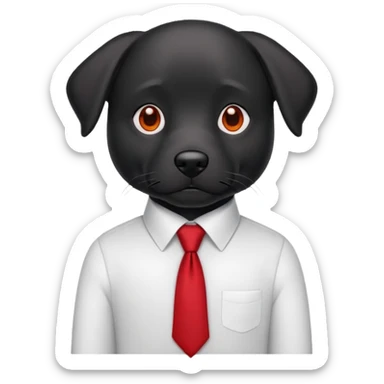 black dog with red tie,white shirt sticker