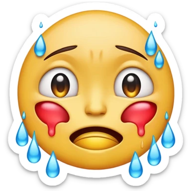 cartoon sticker of a crying emoji with intense tears, colorful and cheerful, no text, suitable for WhatsApp and Instagram sticker
