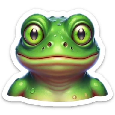 zombie frog portrait, head and shoulders only, slimy undead skin, glowing green eyes, funny creepy look, 3D cartoon, mobile game icon style, clean background, no text, no watermark
 sticker