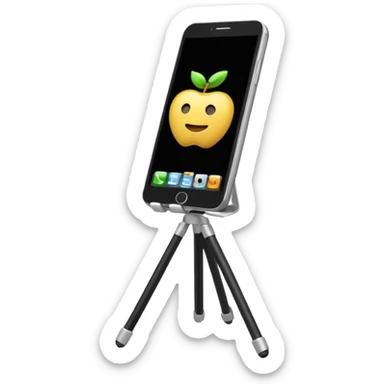 3D Apple-style emoji of a white tripod holding  sticker