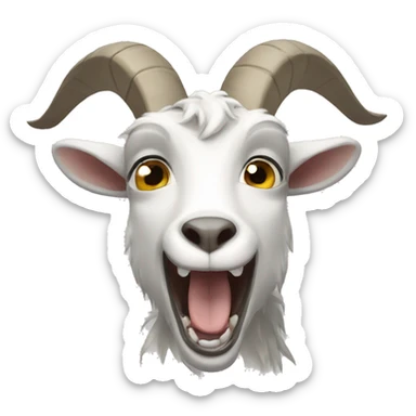 grey and white male goat screaming sticker