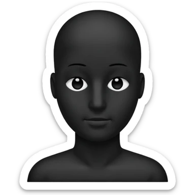 completely flat black silhouette, no facial features, no eyes, no no nose, no lips, no hair sticker