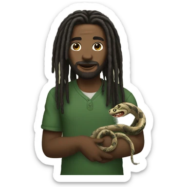 someone with dreads holding a snake sticker