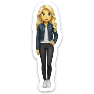 Blonde girl in leggings with jacket tied around waist sticker