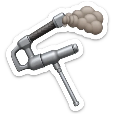 Pneumatic hammer swinging and dust cloud sticker