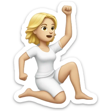 White woman kneeling with fist up in the air  sticker