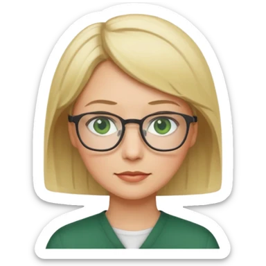 blonde teacher with short hair and green eyes sticker