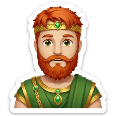 Priapus, God of Fertility from Gods and Goddesses with red hair and beard, gold and green outfit sticker