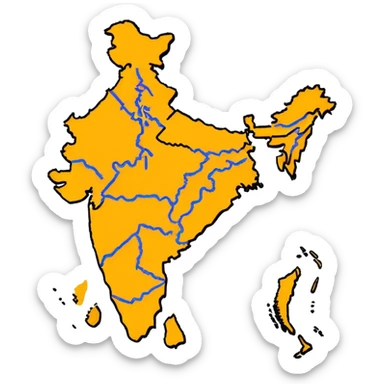 India map with saffron colour ( akhand Bharat ) with proper state sticker