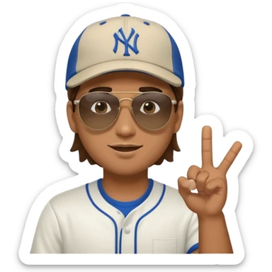 Cool hip guy with NY baseball cap and sunglasses flipping someone off sticker