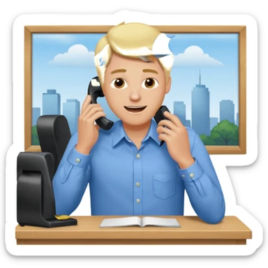 office-boss-excited-phone-desk-blonde-man sticker