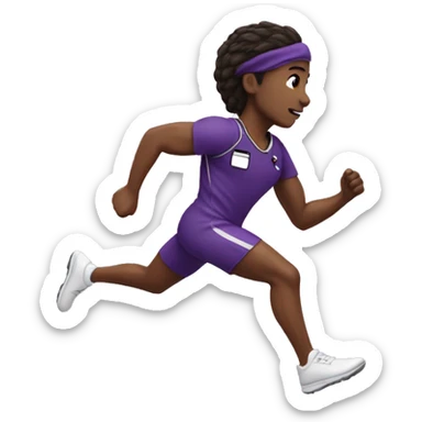 Track athlete running in deep purple medical scrubs sticker