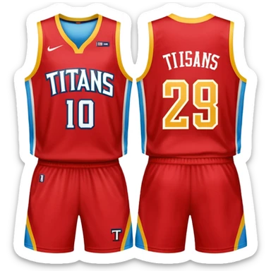 red, yellow, white titans basketball jersey with no blue sticker