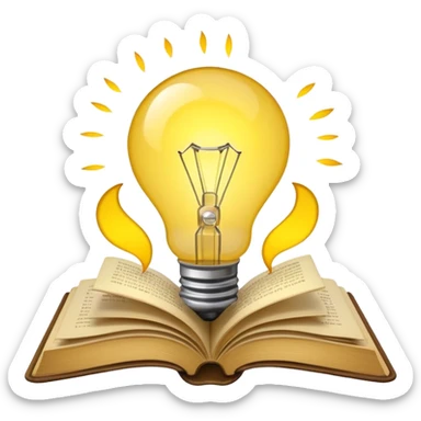 an emoji: a light bulb in a book, symbolizing inspiration sticker