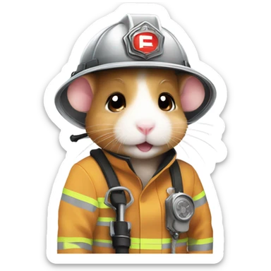 Cute girl hamster firefighter sticker
