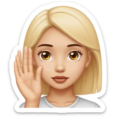 thinking girl with hand near face 
 sticker