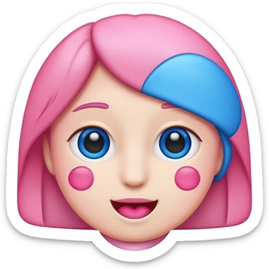 I would like a 67 emoji with pink and blue coloring, please sticker
