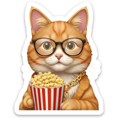 cat with with rapper popcorn with opticals sticker