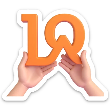 3D emoji style, multiple hands each holding the letters Q, & and A respectively. The & symbol is clearly visible in the center. The letter A is in a typical form with an open bottom. The image is three-dimensional and lively with no background. sticker