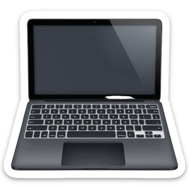 Laptop dark back screen with gray keyboard  sticker