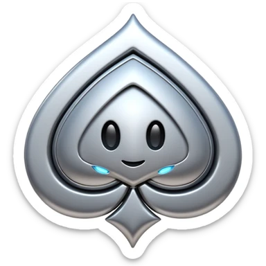 abstract amulet emoji, liquid metal form, symmetrical design, mystical futuristic 3D icon, isolated on white sticker