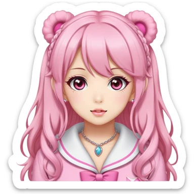 pink kogal gyaru girl sticker