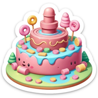 kawaii style SPAM MEAT candy land landscape  sticker