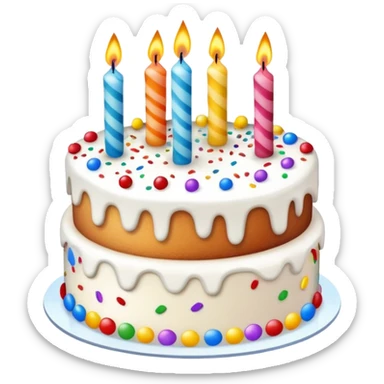 birthday cake with candles and confetti sticker