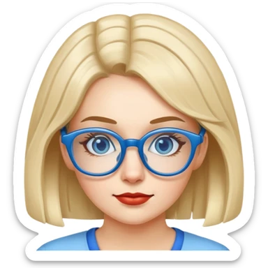 woman nerd with blue glasses sticker
