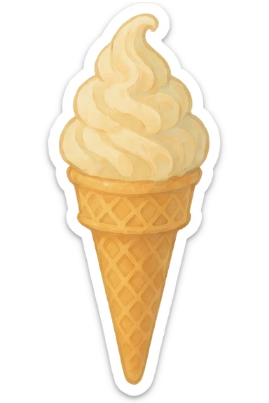 icon of an ice cream cone, soft colors, painterly sticker