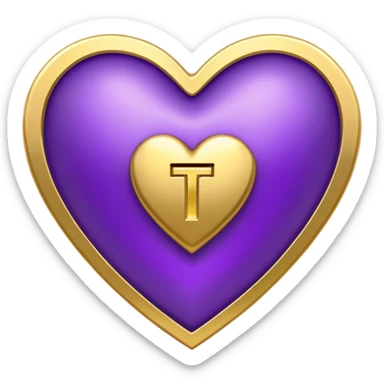 The golden Letter “t” inside a Purple Heart sticker