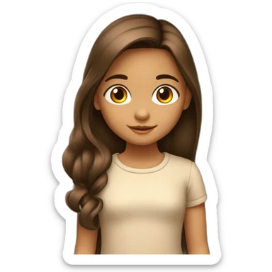 Niña de 8 años con pelo largo liso marrón sticker