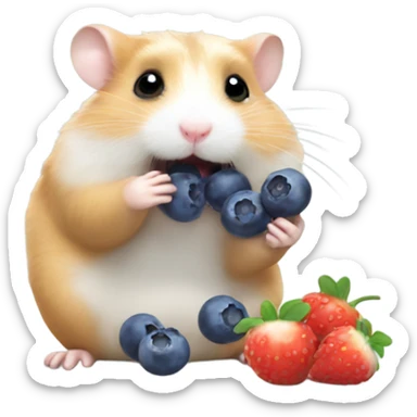 Hamster eat blueberries  sticker