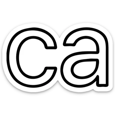 the letters 'ca' in a flat monochrome icon style, minimal sticker