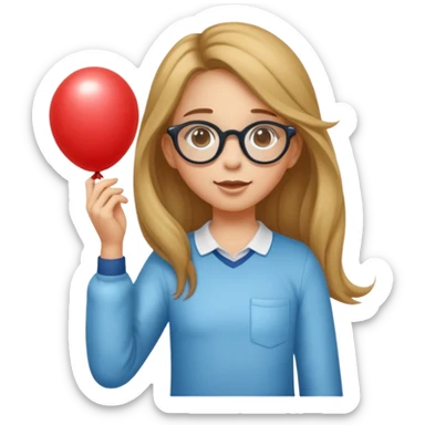 Une fille porteuse de trisomie 21 peau mat cheveux long avec lunette qui joue au ballon sticker