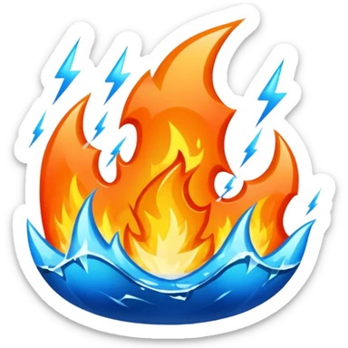 Fire water, and lightning in the middle sticker