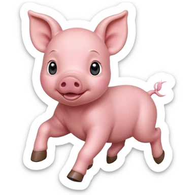 Baby Running Piglet – small pig dashing with tiny hooves lifted sticker