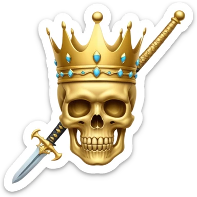 Golden skull with crown now make it with a worrior sowrd sticker