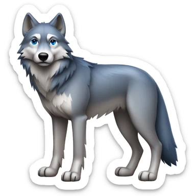 Grey wolf with darker points, and blue eyes. full body sticker