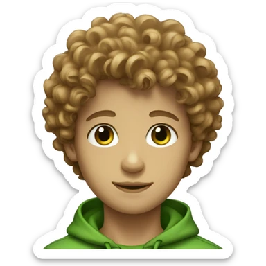 light brown curly haired boy with green eyes sticker