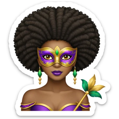 Afro girl mardi gras mask neutral skin sticker
