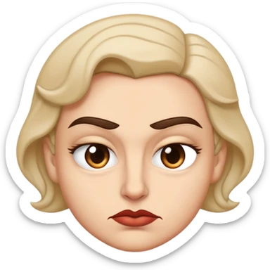 A spiteful face looks tight and sharp—eyebrows slightly lowered, lips curled in a smirk or pressed in a smug line, with eyes that or narrow with defiance or satisfaction sticker